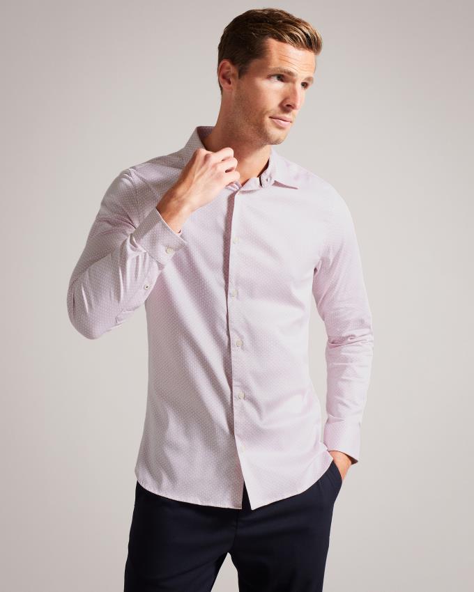 Chemises Ted Baker Long Sleeve Geometric Rose Homme | XBB-94922013